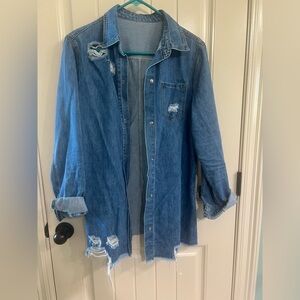 Distressed Jean snap up shirt